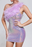 kamames Hapa Feather Sequin Mini Dress