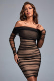 kamames Rowena Ruched Mesh Bandage Midi Dress - Black