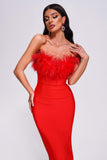 kamames Hilda Feather Maxi Bandage Dress