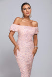 kamames Beatrice Off Shoulder Sequin Midi Dress