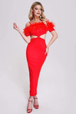 kamames Nivia Feather Midi Bandage Dress