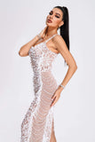 kamames Wenda Feather Sequin Maxi Dress