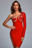 Kamames Mahalia One Shoulder Lace Cocktail Dress - Red