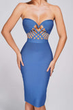 kamames Juditha Strapless Midi Bandage Dress - Blue