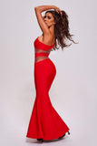 kamames Kylli One Shoulder Diamante Mesh Maxi Bandage Dress