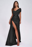 kamames Colia Diamante Mesh Corset Satin Maxi Dress - Black