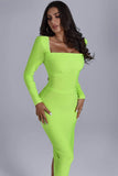 kamames Tumajina Square Neck Midi Bandage Dress