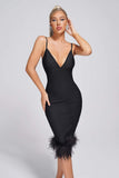 kamames Cayia Feather Midi Bandage Dress