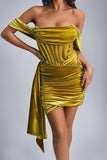 kamames Elasa Velvet Corset Mini Dress - Yellow