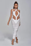 kamames Amalie Cutout Mesh Midi Bandage Dress - White