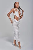 kamames Amalie Cutout Mesh Midi Bandage Dress - White