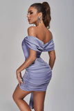 kamames Anita Off Shoulder Satin Corset Mini Dress - Purple