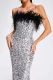 Kamames Kayley Feather Sequin Midi Dress