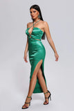 Kamames Miopa Satin Slit Midi Dress