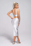 kamames Kit Metallic Midi Bandage Dress - Silver