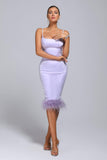 kamames Bellina Feather Satin Midi Dress