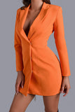 Kamames Elin Crystal Tassel Blazer Dress In Orange