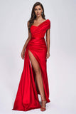 kamames Colia Diamomate Mesh Corset Satin Maxi Dress - Red