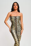 kamames Riley Strapless Metallic Maxi Bandage Dress