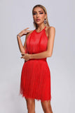 kamames Arbenita Tassel Mini Bandage Dress - Red