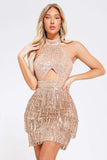 kamames Elspeth Sequin Tassel Mini Dress