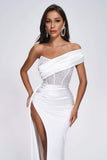 kamames Colia Diamomate Mesh Corset Satin Maxi Dress - White