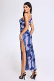 kamames Gara One shoulder Slit Printed Dress