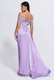 kamames Colia Diamomate Mesh Corset Satin Maxi Dress - Purple