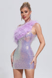 kamames Hapa Feather Sequin Mini Dress