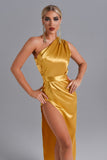 kamames Jojo One Shoulder Satin Maxi Dress