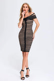 Kamames Garnet Stripe Off Shoulder Bandage Dress