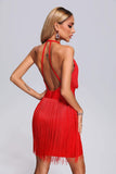 kamames Arbenita Tassel Mini Bandage Dress - Red