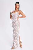 kamames Wenda Feather Sequin Maxi Dress