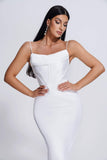 kamames Dalila Satin Corset Midi Dress - White