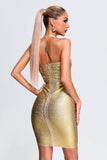 Kamames Halter Black Metallic Cocktail Dress - Gold