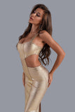 kamames Kit Metallic Midi Bandage Dress - Gold