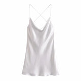 Kamames  Summer Slip Dress Women Za  Tie Dye Satin Short Woman Dresses Strappy Sexy Backless Strap Mini Dress Club Party Dresses