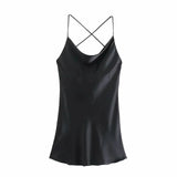 Kamames  Summer Slip Dress Women Za  Tie Dye Satin Short Woman Dresses Strappy Sexy Backless Strap Mini Dress Club Party Dresses