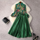 Spring Summer Long Sleeve Lapel Neck Buttons Blouse High Waist Belted Mid-Calf Skirt Two Piece Suits 2 Pieces Set 22M043005