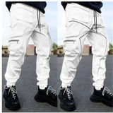 New Men's Casual Cargo Pants Loose Plus Size Striped Multi Pocket Sports Fitness Hip Hop Jogging Pants S-3XL