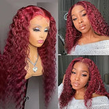 Curly Burgundy Synthetic Lacefront Wig Simulation Human Hair Lace Front Wigs Small Size 16~26 inches RXL008 s