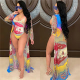 Summer Women Bikinis Swimsuits+cardigan two piece set Fashion Swimwear Swimming suits sexy one-piece swimsuits+coat Bathing Suits 4404