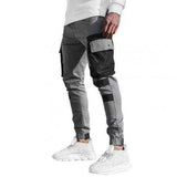 Men Autumn Winter Pocket Patchwork Jogger Trousers Long Cargo Pants Streetwear H1223