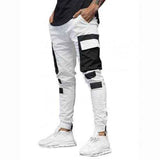 Men Autumn Winter Pocket Patchwork Jogger Trousers Long Cargo Pants Streetwear H1223