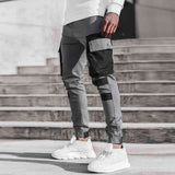 Men Autumn Winter Pocket Patchwork Jogger Trousers Long Cargo Pants Streetwear H1223