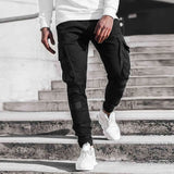 Men Autumn Winter Pocket Patchwork Jogger Trousers Long Cargo Pants Streetwear H1223