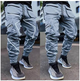 New Men's Casual Cargo Pants Loose Plus Size Striped Multi Pocket Sports Fitness Hip Hop Jogging Pants S-3XL