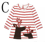 Baby Girls Christmas dress Deer Party Cosplay Costume Princess Santa Claus Elk Dress Stripe Long Sleeve cloth