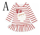 Baby Girls Christmas dress Deer Party Cosplay Costume Princess Santa Claus Elk Dress Stripe Long Sleeve cloth