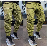 New Men's Casual Cargo Pants Loose Plus Size Striped Multi Pocket Sports Fitness Hip Hop Jogging Pants S-3XL